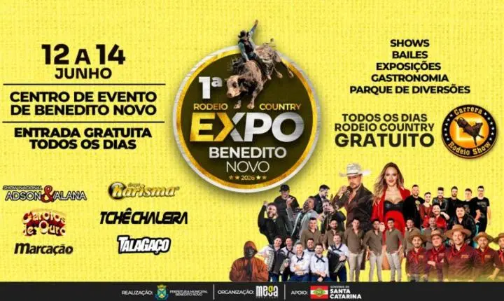 Expo Benedito Novo divulga programação completa da 1ª edição
