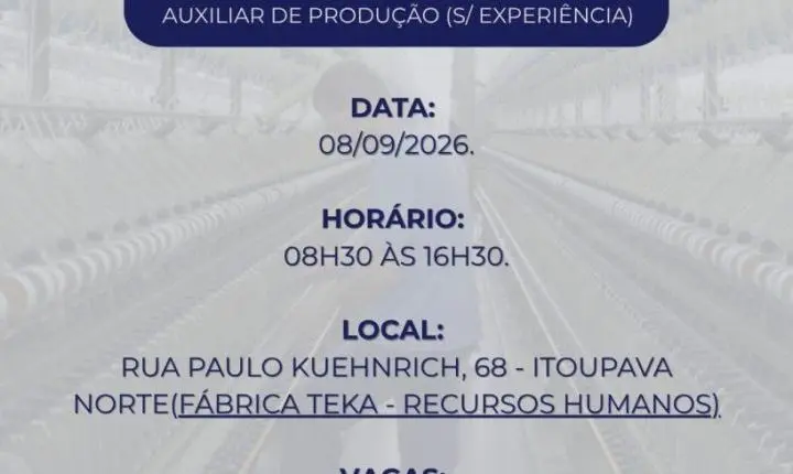 Feirão da Teka oferece mais de 70 vagas em Blumenau 