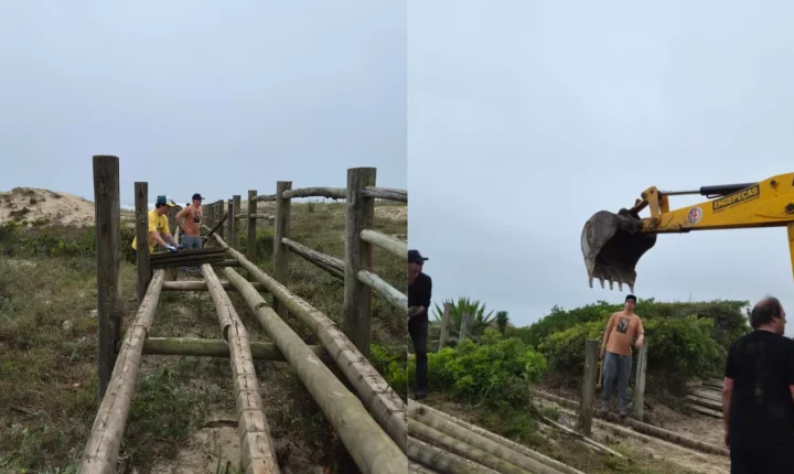 Laguna inicia troca de passarela na praia do Mar Grosso