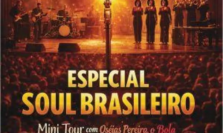 Mini Tour Especial Soul Brasileiro, com Oséias Pereira e banda, ocorre no dia 7 de maio, no Teatro Carlos Gomes, em Blumenau