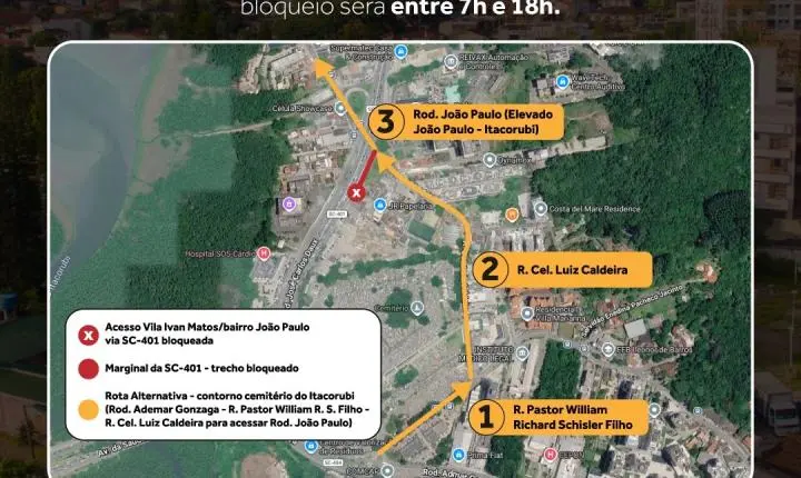 Obras provocam bloqueio em acesso à rodovia de Florianópolis