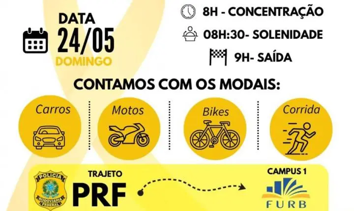 Passeata e painel sobre saúde no trânsito movimentam programação do Maio Amarelo em Blumenau