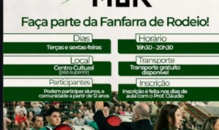 Rodeio abre inscrições para novos integrantes da Fanfarra Municipal