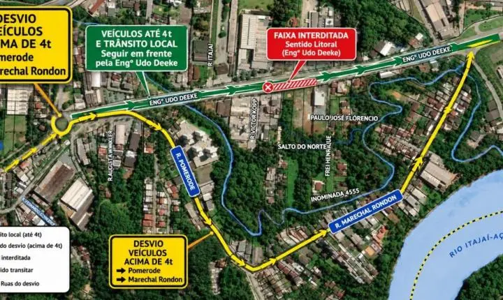 Rua Engenheiro Udo Deeke tem trânsito alterado a partir desta sexta-feira, dia 2