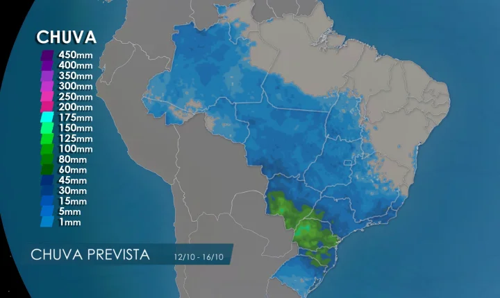 Semana terá chuva de 100 milímetros e calor de 40°C no Brasil