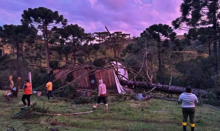 Temporal causa destruição e prejuízos no interior e na cidade de São Joaquim