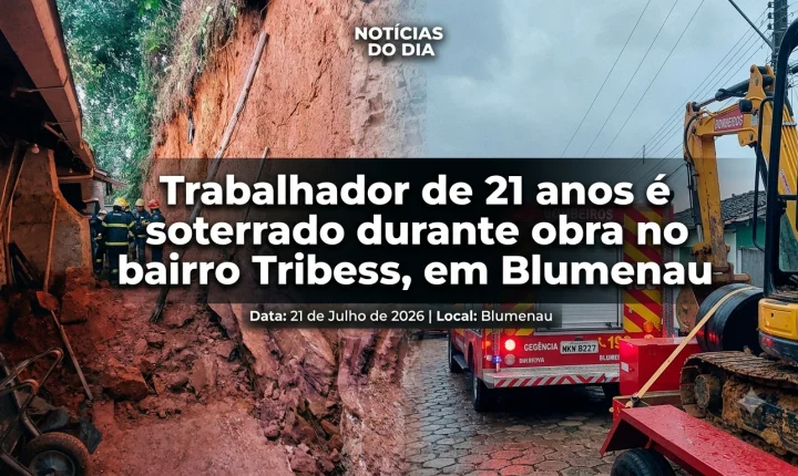 Trabalhador de 21 anos é soterrado durante obra no bairro Tribess, em Blumenau